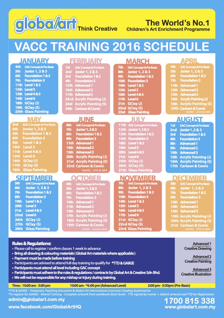 2016 _ VACC Teacher Training Schedule